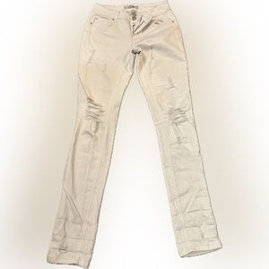 White, distressed skinny jeans, size 0 stretch REFUGE